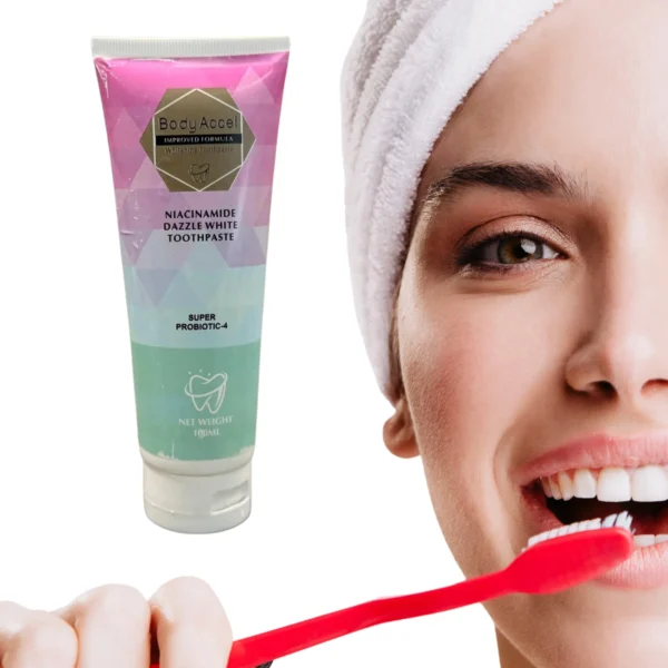 Body Accel Whitening Toothpaste | Advanced Niacinamide Probiotic Formula | 100ml