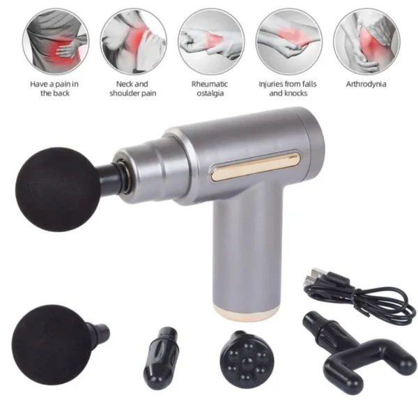 Deep Tissue Muscle Massage Gun | Fascia Relaxation Massage Gun with 6 Speed Levels & 4 Massage Heads | Random Color
